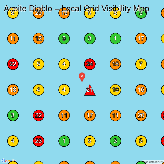 Aceite Diablo Food Manufacturer GeoGrid ranking map for None
